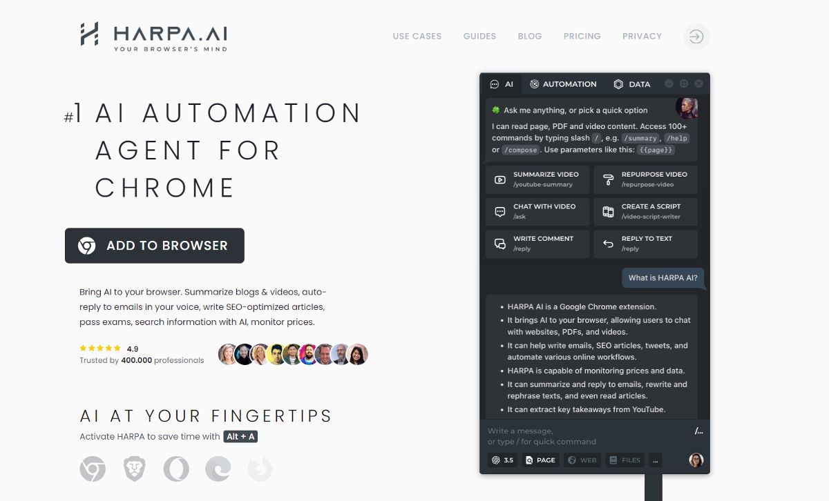 Harpa AI screenshot
