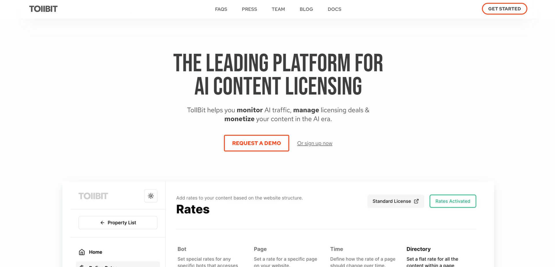TollBit screenshot