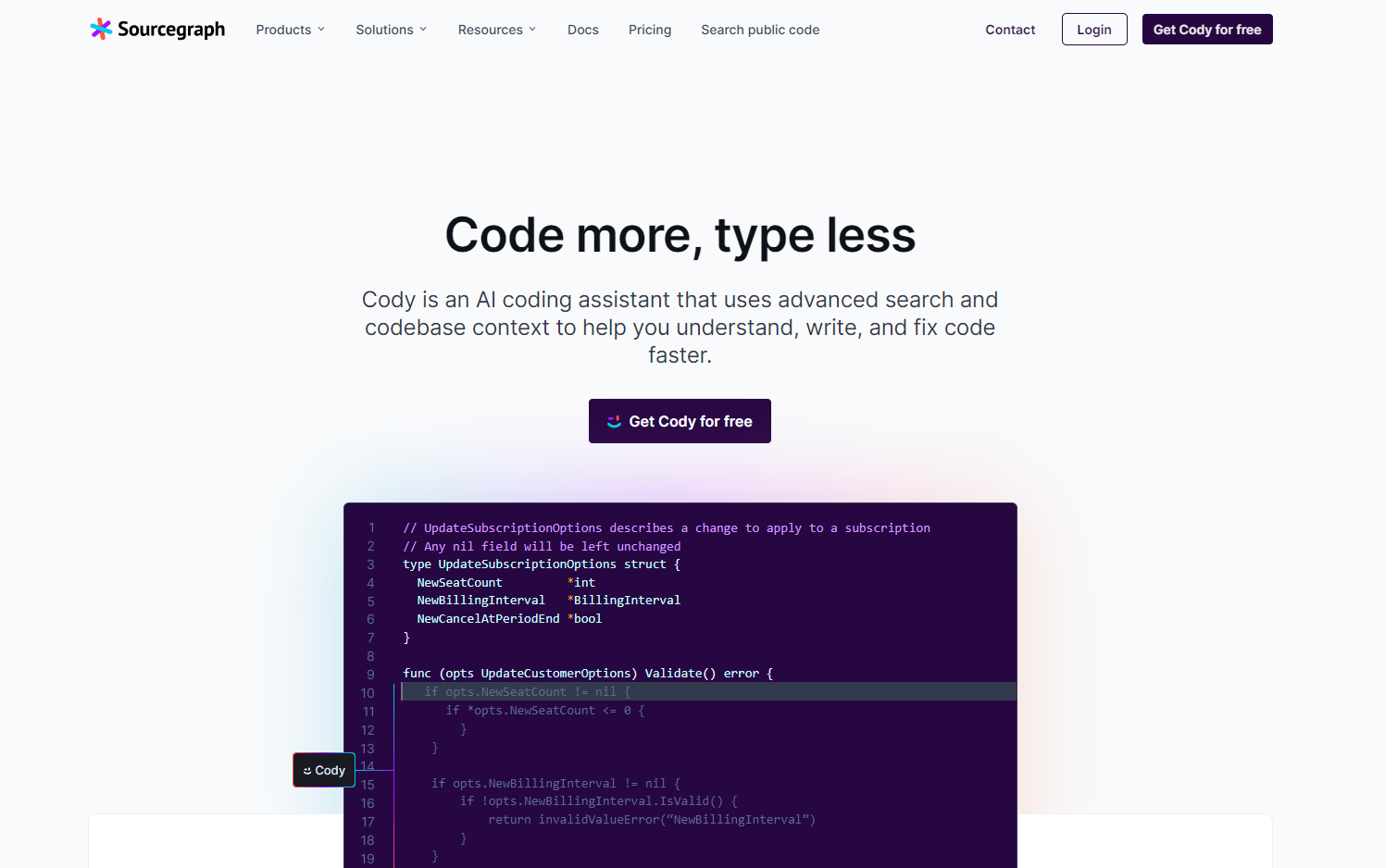 Sourcegraph Cody AI screenshot